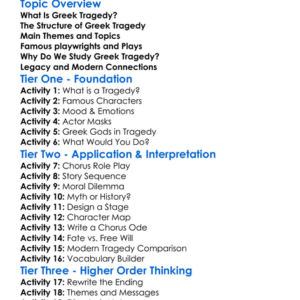 Greek Tragedy Worksheet Activity Booklet