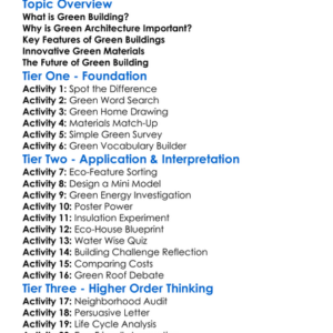Green Building And Architecture Worksheet Activity Booklet