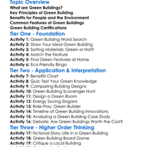 Green Building Concepts Worksheet Activity Booklet