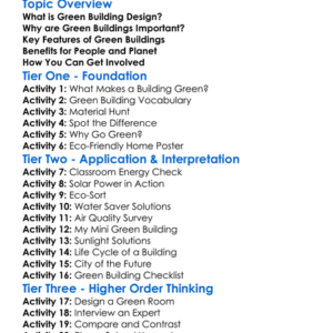 Green Building Design Worksheet Activity Booklet