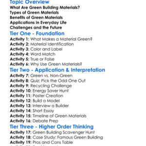 Green Building Materials Worksheet Activity Booklet