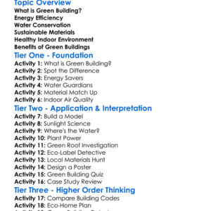 Green Building Principles Worksheet Activity Booklet