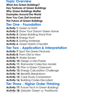 Green Buildings Worksheet Activity Booklet
