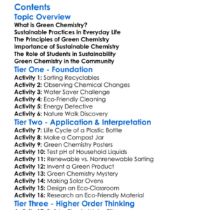Green Chemistry And Sustainable Practices Worksheet Activity Booklet