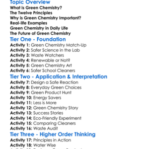 Green Chemistry Principles Worksheet Activity Booklet