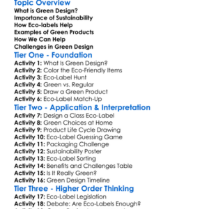 Green Design And Eco-Labels Worksheet Activity Booklet