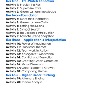 Green Lantern First Flight 2009 Worksheet Activity Booklet