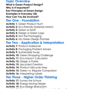 Green Product Design Worksheet Activity Booklet