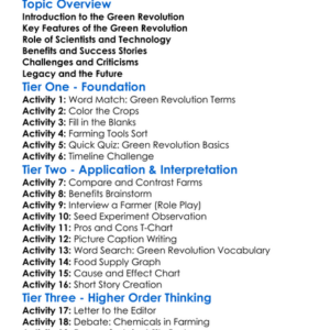 Green Revolution Worksheet Activity Booklet