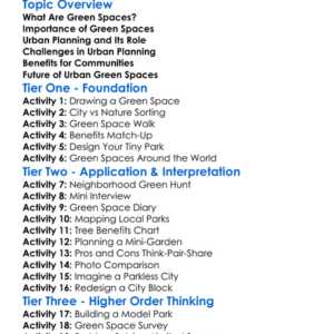 Green Spaces And Urban Planning Worksheet Activity Booklet