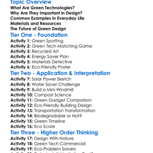 Green Technologies In Design Worksheet Activity Booklet