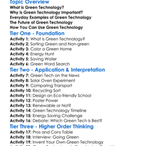 Green Technology Worksheet Activity Booklet