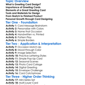 Greeting Card Design Worksheet Activity Booklet
