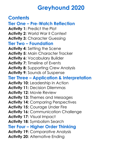 Greyhound 2020 Worksheet Activity Booklet