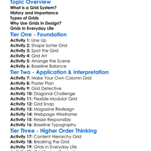 Grid Systems In Layout Worksheet Activity Booklet