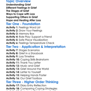 Grief And Loss Coping Worksheet Activity Booklet
