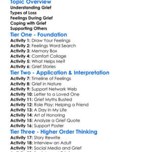 Grief And Loss Worksheet Activity Booklet