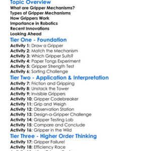 Gripper Mechanisms Worksheet Activity Booklet
