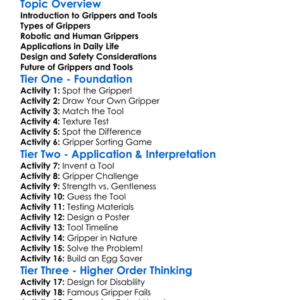Grippers And Tools Worksheet Activity Booklet