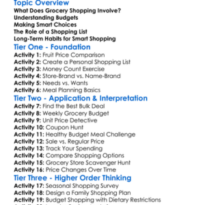 Grocery Shopping On A Budget Worksheet Activity Booklet