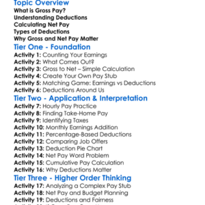 Gross And Net Pay Calculations Worksheet Activity Booklet