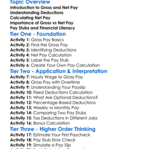 Gross And Net Pay Worksheet Activity Booklet