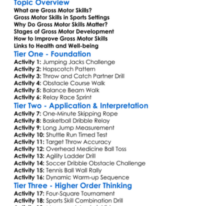 Gross Motor Skills In Sport Worksheet Activity Booklet