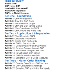Gross National Product Gnp Worksheet Activity Booklet