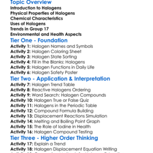 Group 17 Elements Halogens Worksheet Activity Booklet