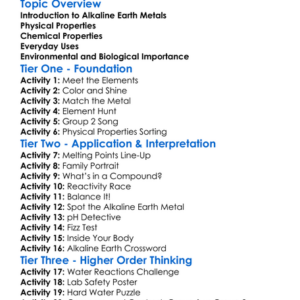 Group 2 Alkaline Earth Metals Worksheet Activity Booklet