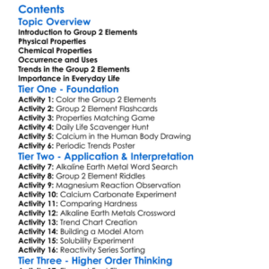 Group 2 Elements Alkaline Earth Metals Worksheet Activity Booklet