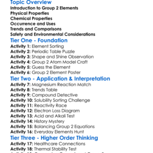 Group 2 Elements Worksheet Activity Booklet