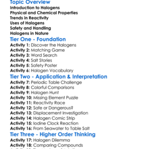 Group 7 Elements  Halogens Worksheet Activity Booklet