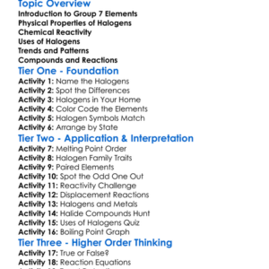 Group 7 Elements Worksheet Activity Booklet