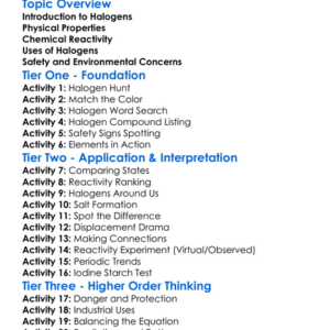 Group 7 Halogens Worksheet Activity Booklet