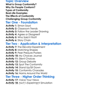 Group Conformity Worksheet Activity Booklet