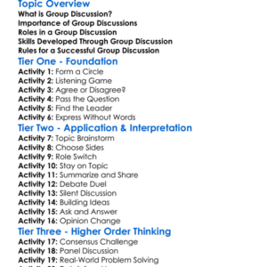 Group Discussion Worksheet Activity Booklet