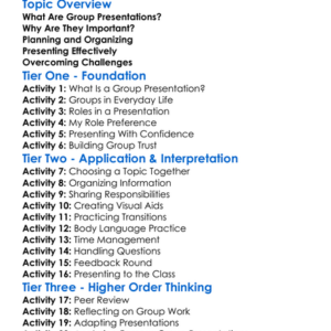 Group Presentations Worksheet Activity Booklet