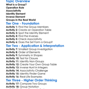 Group Properties Worksheet Activity Booklet