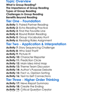 Group Reading Worksheet Activity Booklet