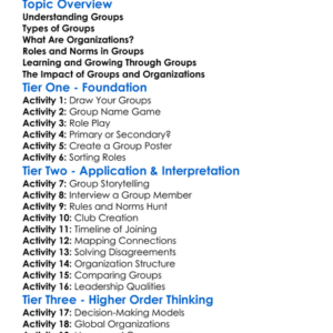 Groups And Organizations Worksheet Activity Booklet