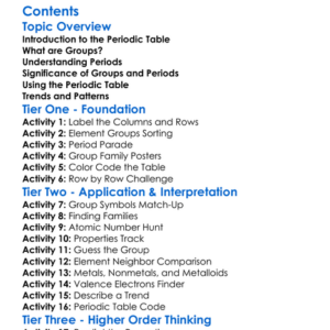 Groups And Periods On The Periodic Table Worksheet Activity Booklet