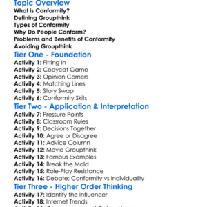 Groupthink And Conformity Worksheet Activity Booklet