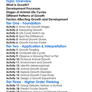 Growth And Development In Animals Worksheet Activity Booklet