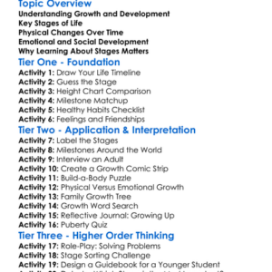 Growth And Development Stages Worksheet Activity Booklet