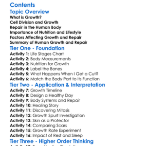 Growth And Repair In The Human Body Worksheet Activity Booklet