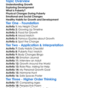 Growth Development And Puberty Worksheet Activity Booklet
