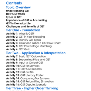 Gst Goods And Services Tax Accounting Worksheet Activity Booklet