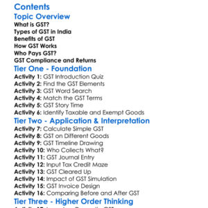 Gst Goods And Services Tax Principles Worksheet Activity Booklet