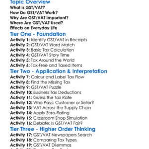 Gstvat Worksheet Activity Booklet